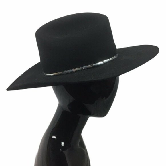 WRANGLER | Lambskin Mens Cowboy Western Hat Black - Picture 4 of 8